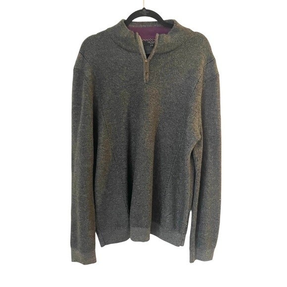 Ted Baker half zip pullover men’s wool dark grey wool sweater size 6 2xl - Picture 1 of 7